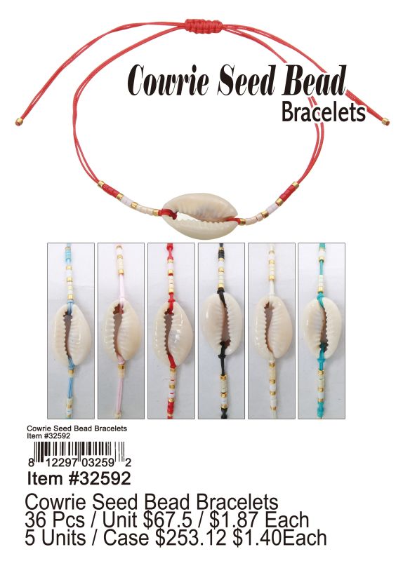 Cowrie Seed Bead Bracelets - 36 Pieces Unit