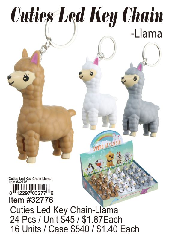 Cutie Led Key Chains-Llama - 24 Pieces Unit