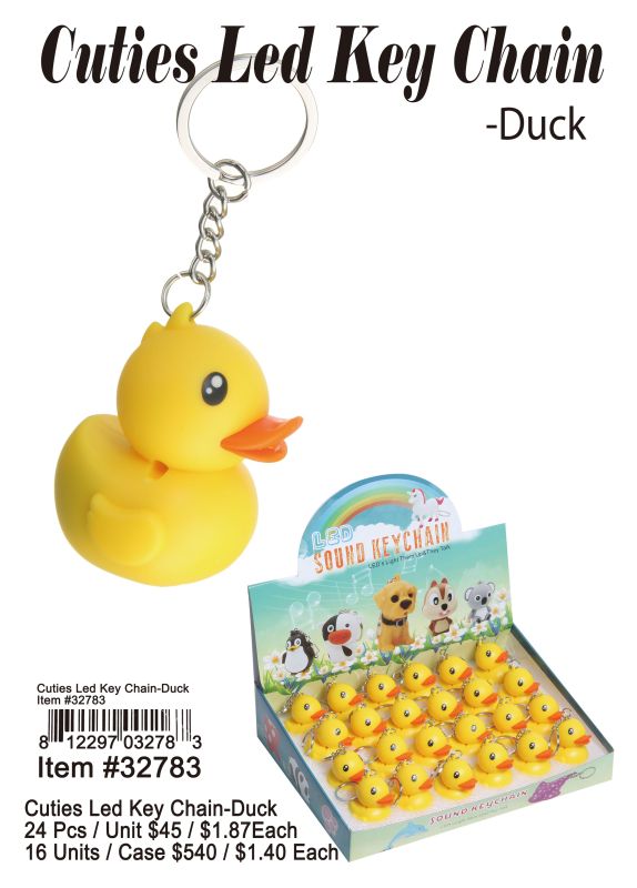 Cutie Led Key Chains-Duck - 24 Pieces Unit
