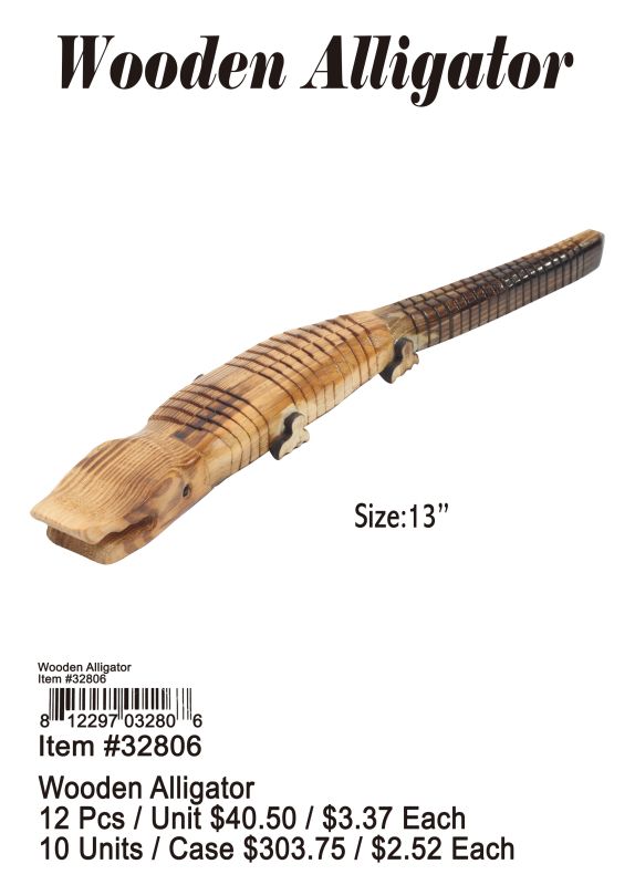 Wooden Alligator - 12 Pieces Unit - Click Image to Close