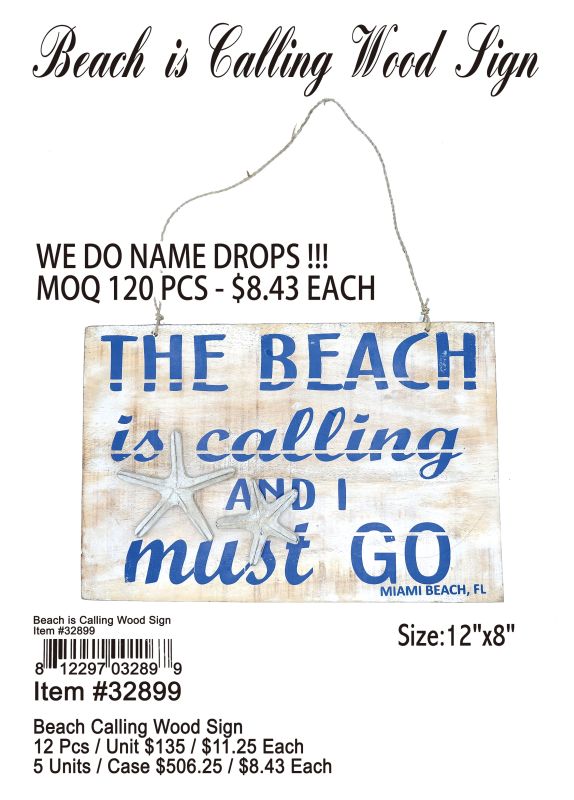 Beach Calling Wood Sign - 12 Pieces Unit
