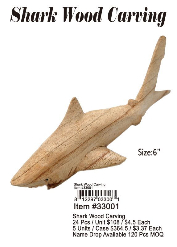 Shark Wood Carving - 24 Pieces Unit