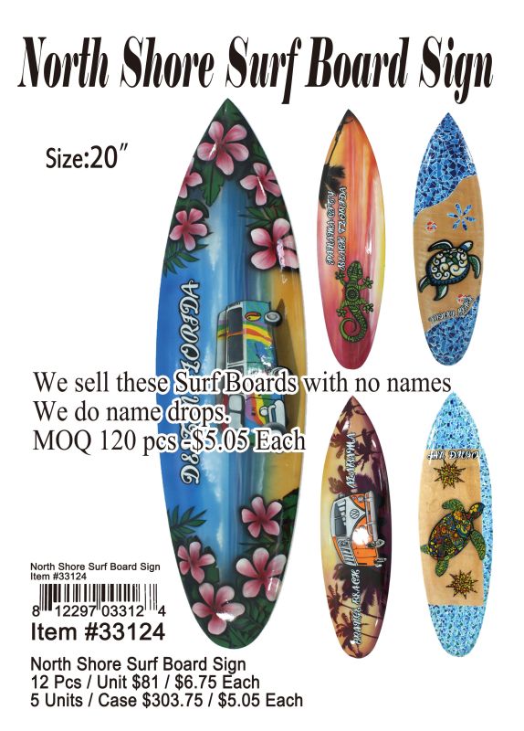 North Shore Surf Board Sign - 12 Pieces Unit