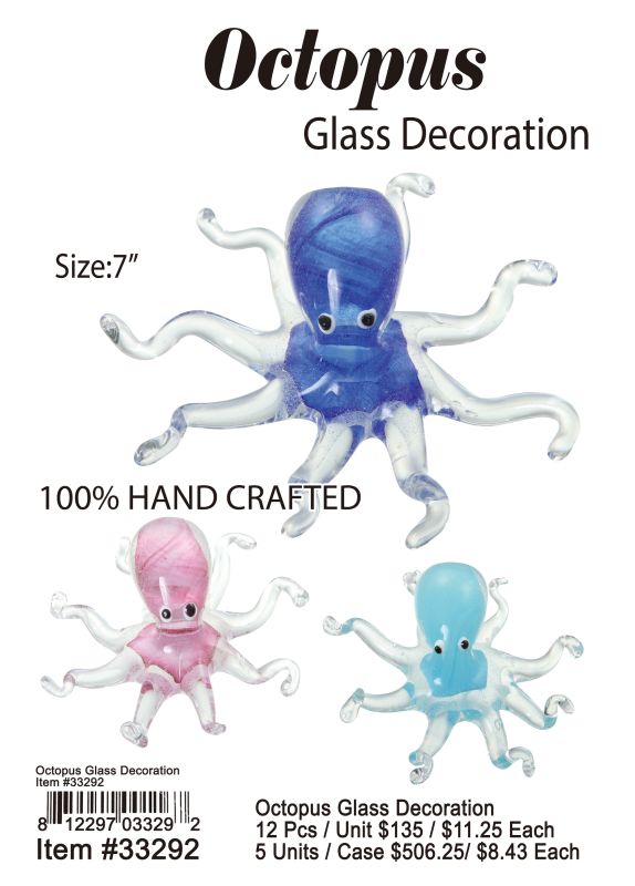 Octopus Glass Decoration - 12 Pieces Unit