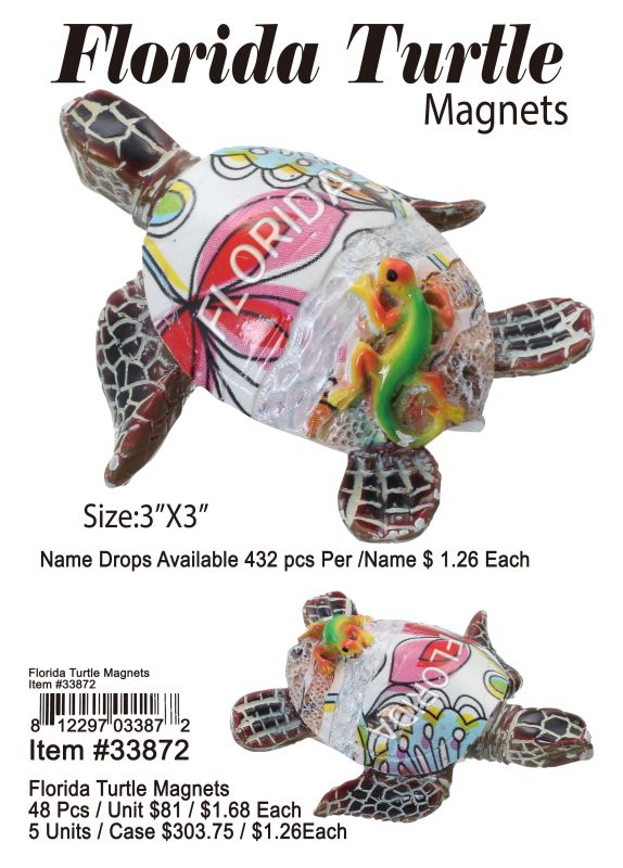 Florida Turtle Magnets - 48 Pieces Unit