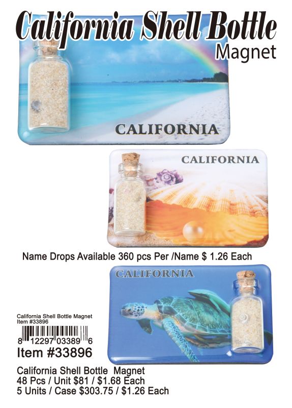 California Shell Bottle Magnet - 48 Pieces Unit - Click Image to Close