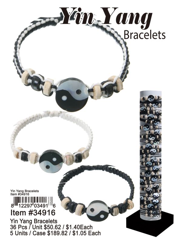 Yin Yang Bracelets - 36 Pieces Unit