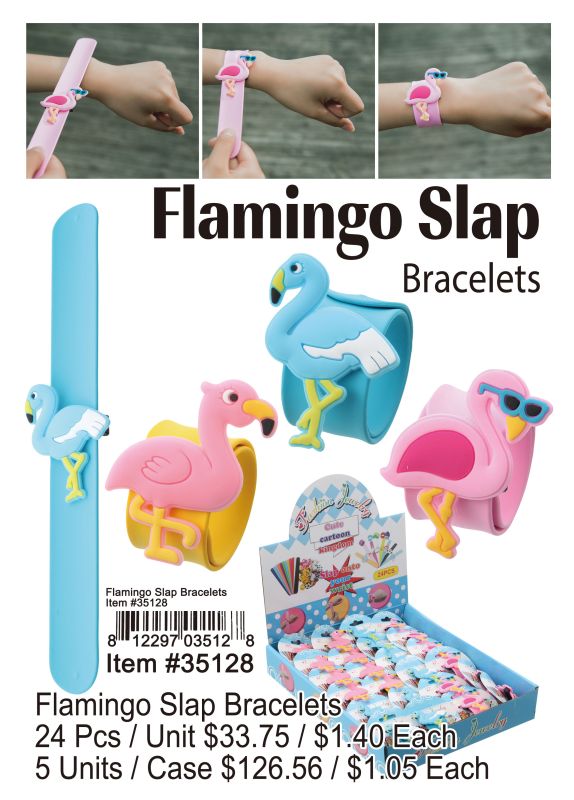 Flamingo Slap Bracelets - 24 Pieces Unit