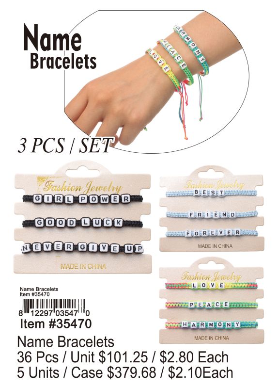Name Bracelets - 36 Pieces Unit