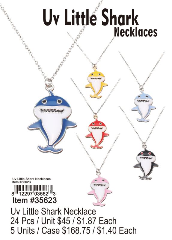 Uv Little Shark Necklace - 24 Pieces Unit