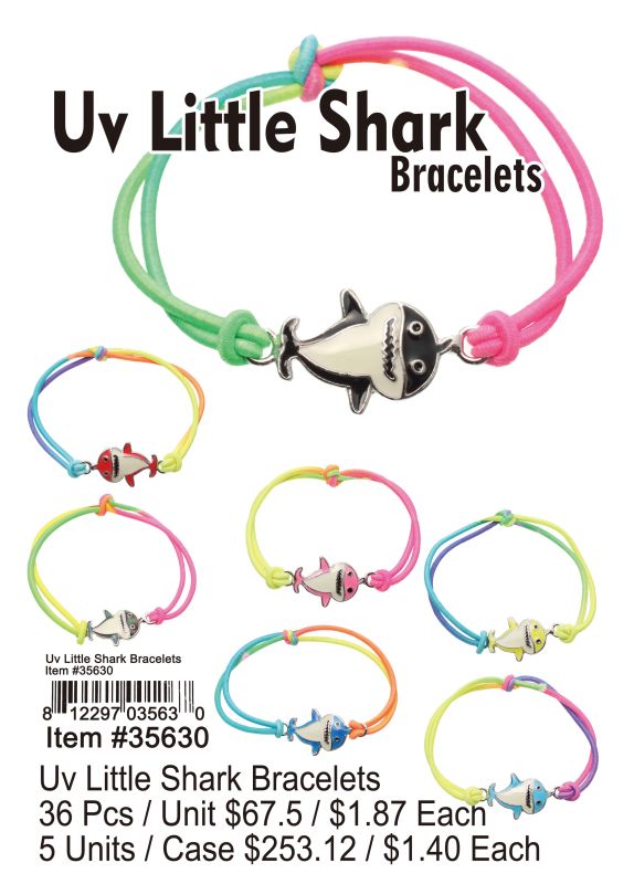 Uv Little Shark Bracelets - 36 Pieces Unit