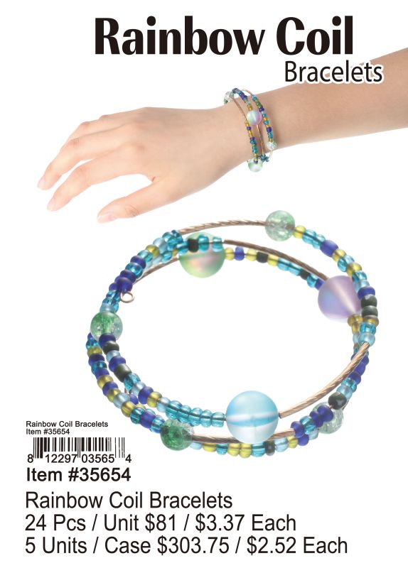 Rainbow Coil Bracelets - 24 Pieces Unit