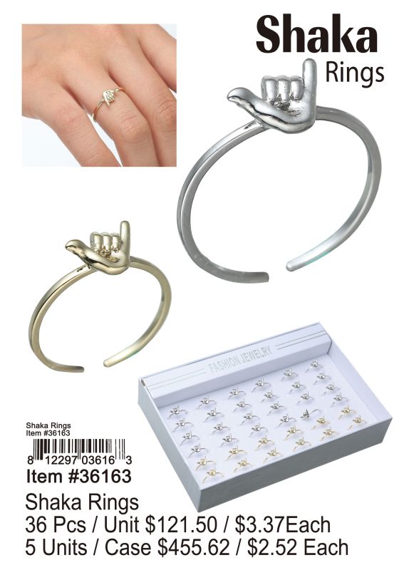 Shaka Rings - 36 Pieces Unit - Click Image to Close