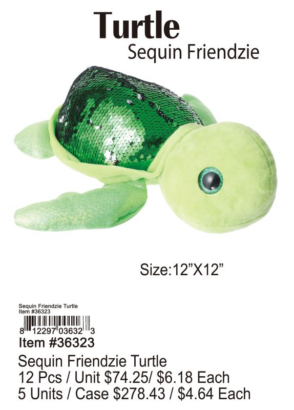 Turtle Sequin Friendzie - 12 Pieces Unit - Click Image to Close