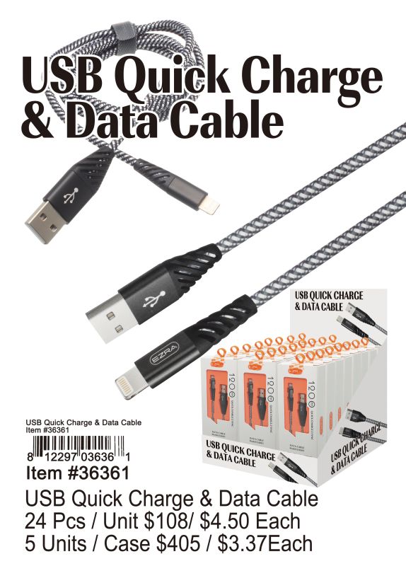 Usb Quick Charge&Data Cable - 24 Pieces Unit