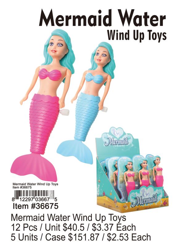 Mermaid Water Wind Up Toys - 12 Pieces Unit - Click Image to Close
