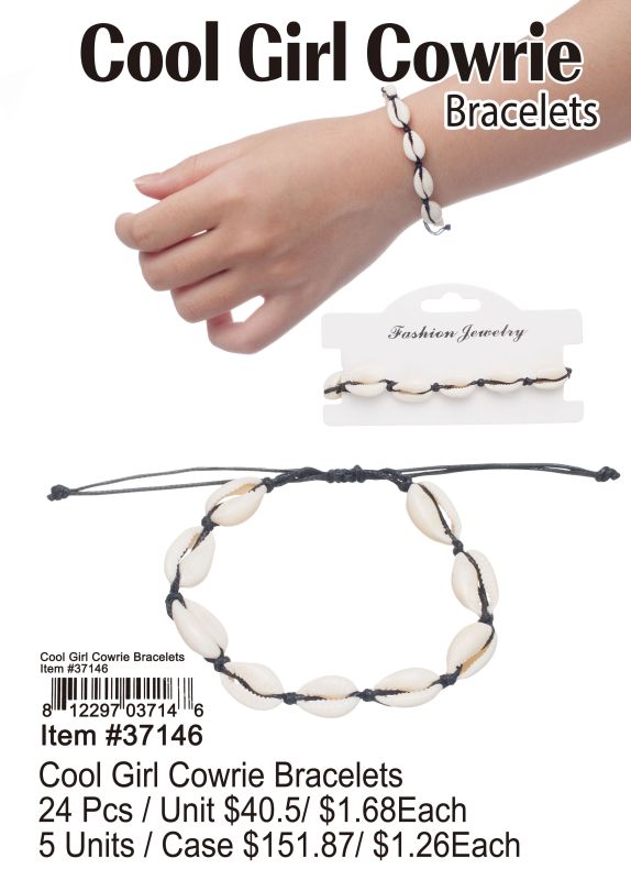 Cool Girl Cowrie Bracelets - 24 Pieces Unit