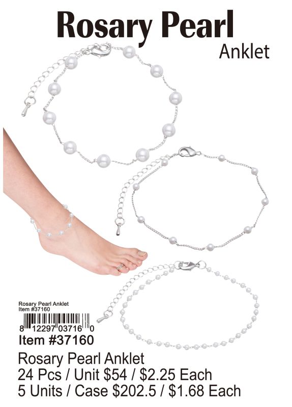Rosary Pearl Anklet - 24 Pieces Unit