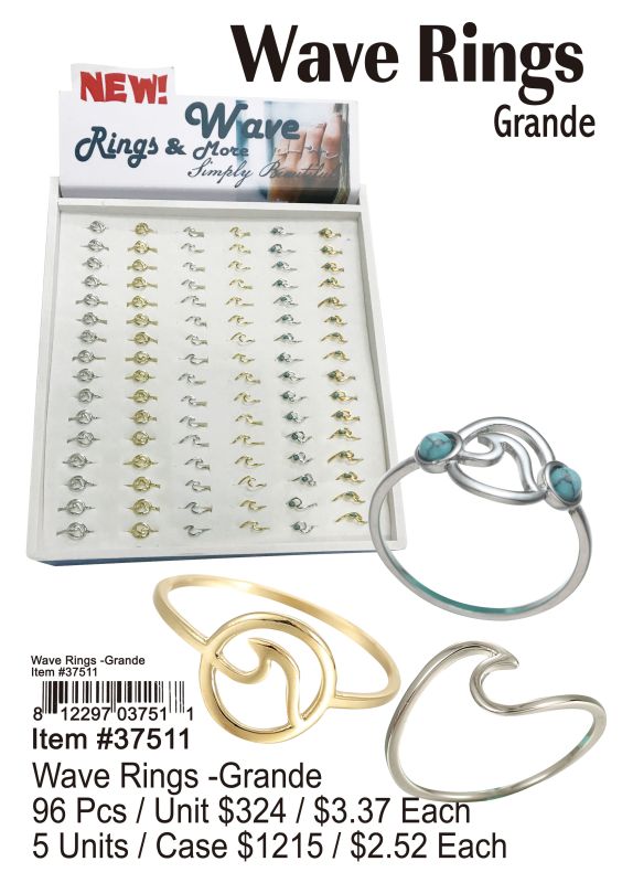 Wave Rings Grande - 96 Pieces Unit - Click Image to Close
