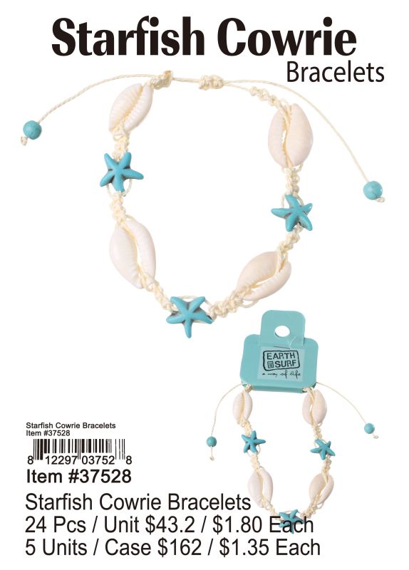 Starfish Cowrie Bracelets - 24 Pieces Unit