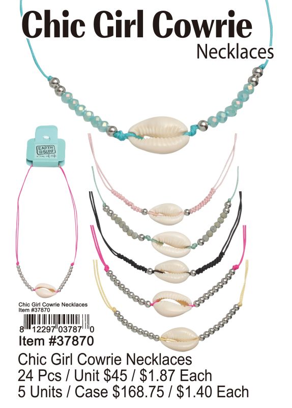 Chic Girl Cowrie Necklace - 24 Pieces Unit - Click Image to Close