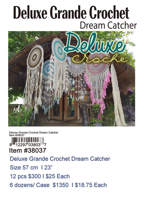 Deluxe Grande Crochet Dream Catcher - 12 Pieces Unit