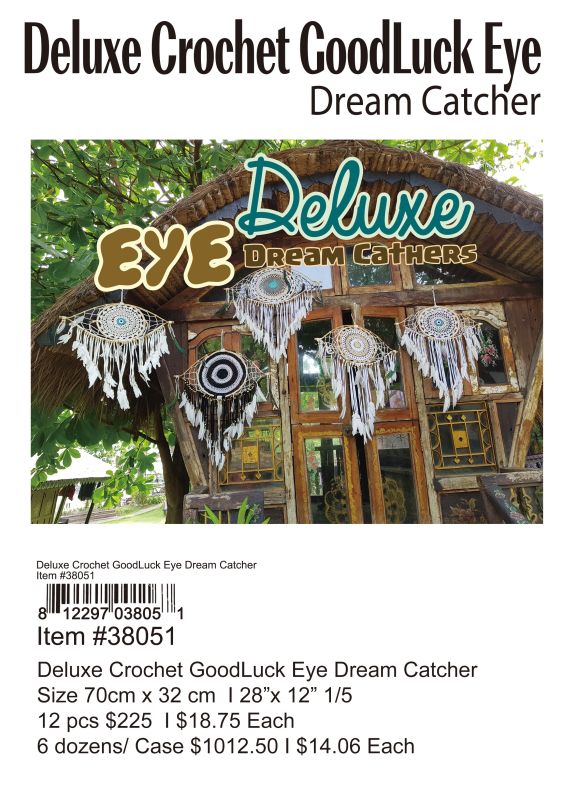 Deluxe Crochet Goodluck Eye Dream Catcher - 12 Pieces Unit