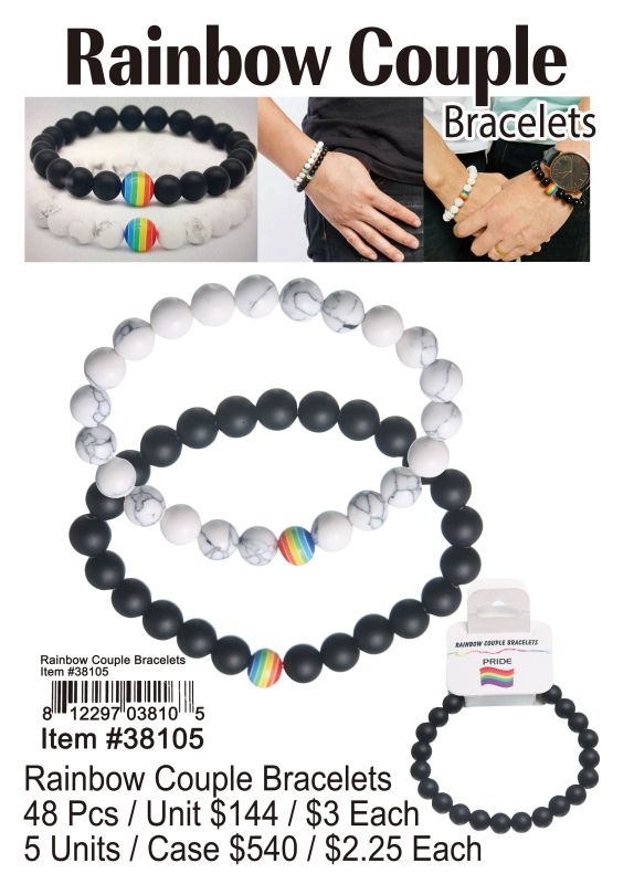 Rainbow Couple Bracelets - 48 Pieces Unit