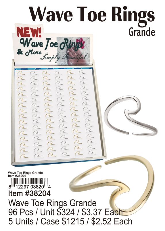 Wave Toe Rings Grande - 96 Pieces Unit - Click Image to Close