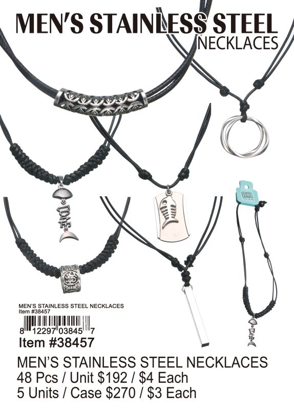 Mens Stainless Steel Necklaces - 48 Pieces Unit - Click Image to Close