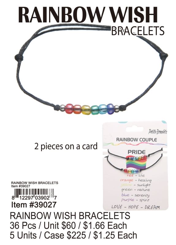 Rainbow Wish Bracelets - 36 Pieces Unit
