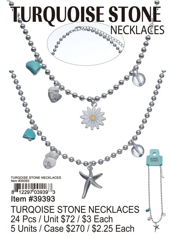 Turqoise Stone Necklaces - 24 Pieces Unit - Click Image to Close