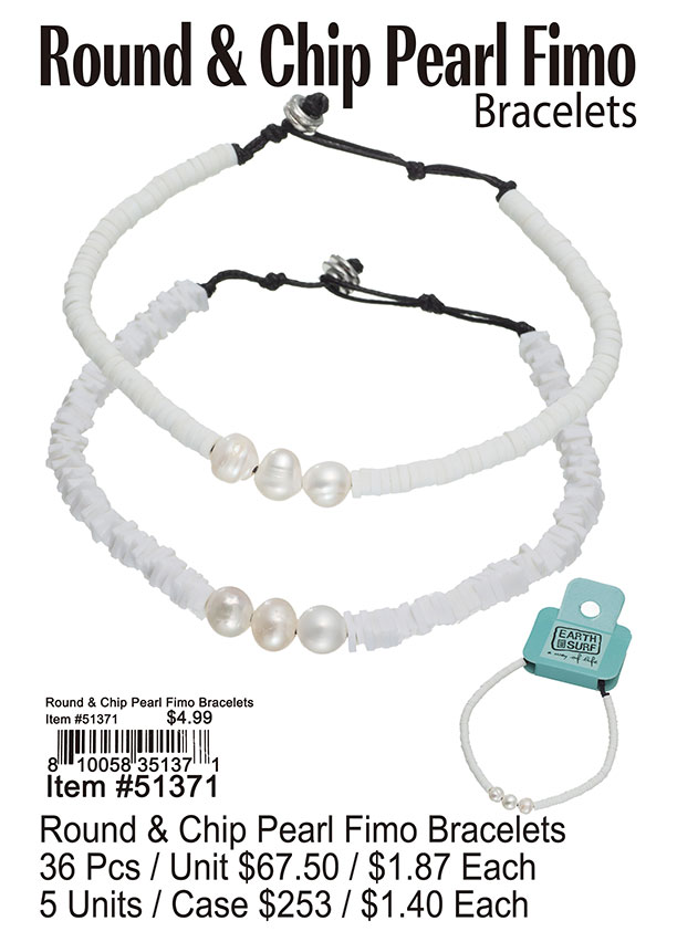 Round & Chip Pearl Fimo Bracelets
