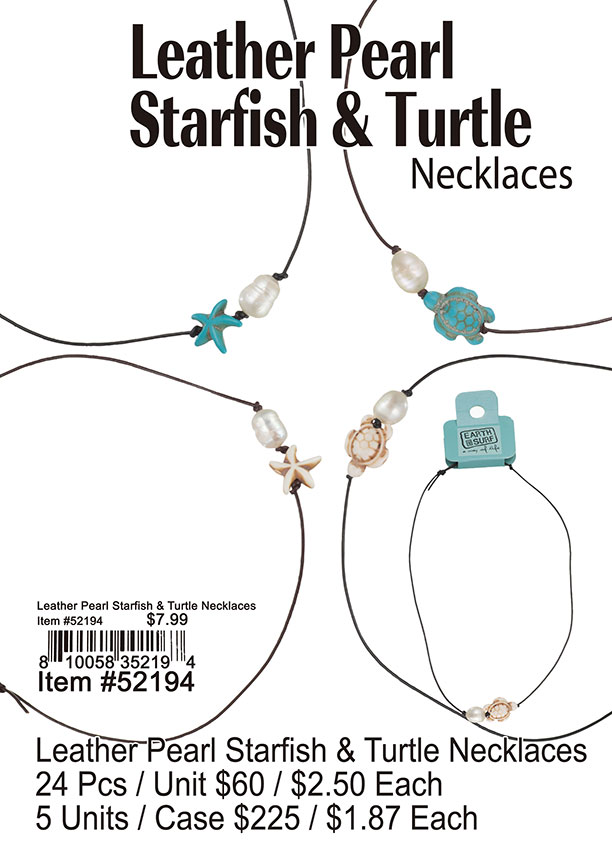 Leather Pearl Starfish & Turtle Necklaces