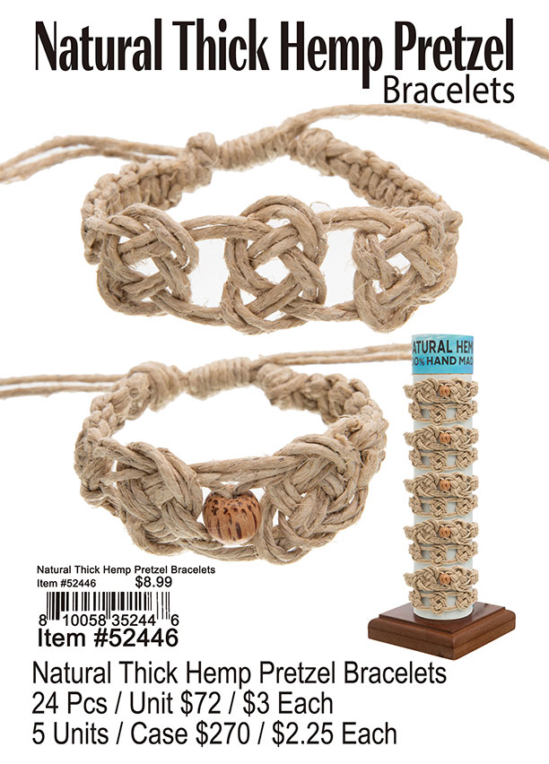 Natural Thick Hemp Pretzel Bracelets