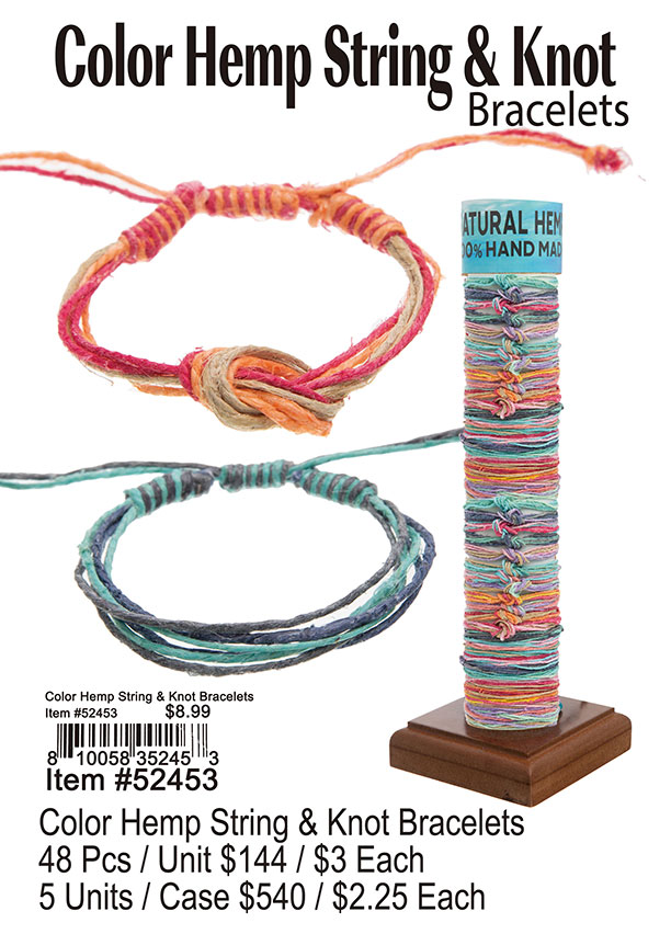 Color Hemp String and Knot Bracelets