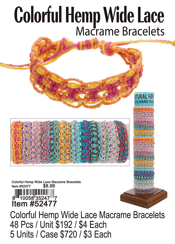 Colorful Hemp Wide Lace Macrame Bracelets