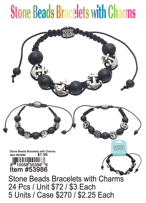 Stone Beads Bracelets With Charms