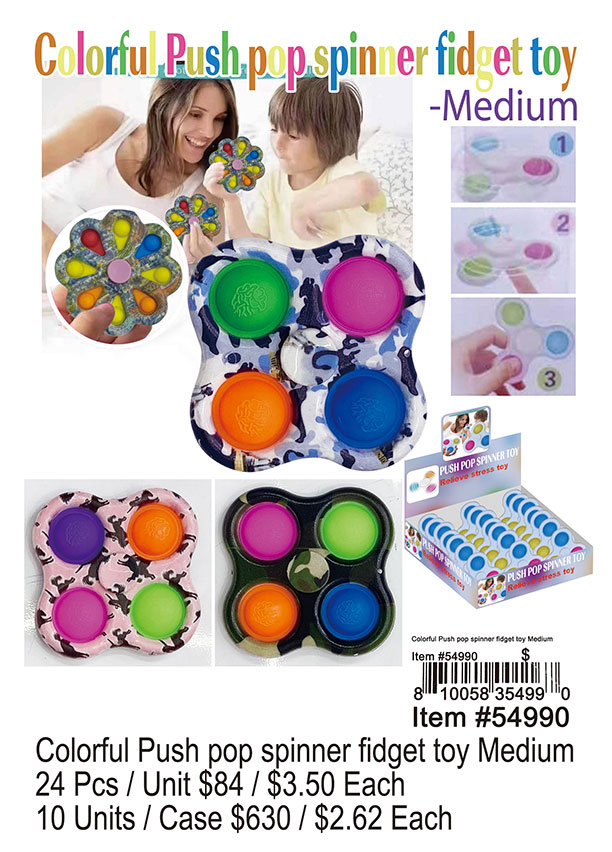 Colorful Push Pop Spinner Fidget Toy Medium