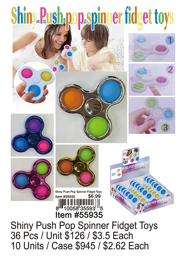 Shiny Push Pop Spinner Fidget Toys - Click Image to Close