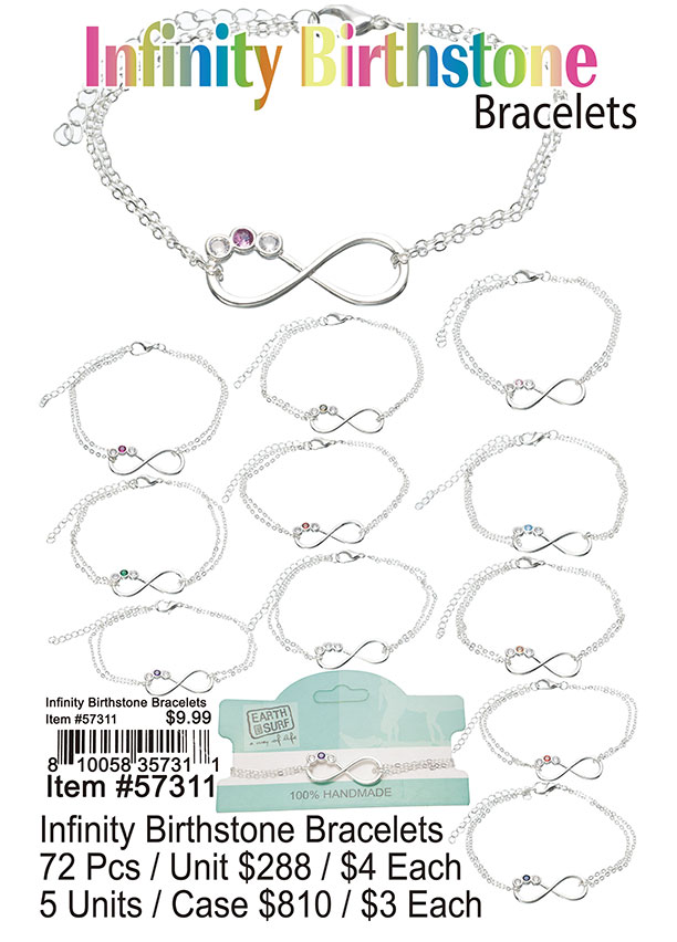 Infinity Birthstone Bracelets - Click Image to Close