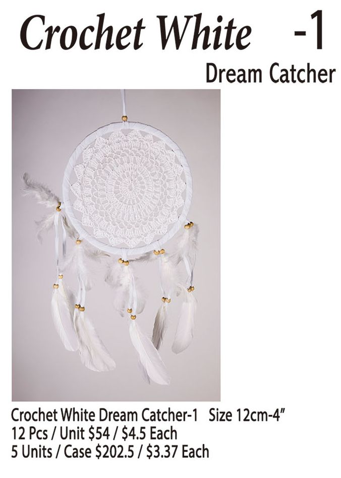 Crochet White-1 Dream Catcher - 12 Pieces Unit