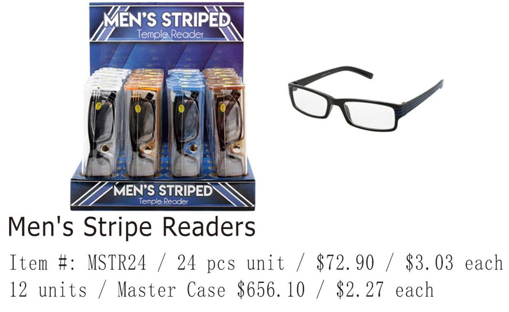 Mens Stripe Readers - 24 Pieces Unit